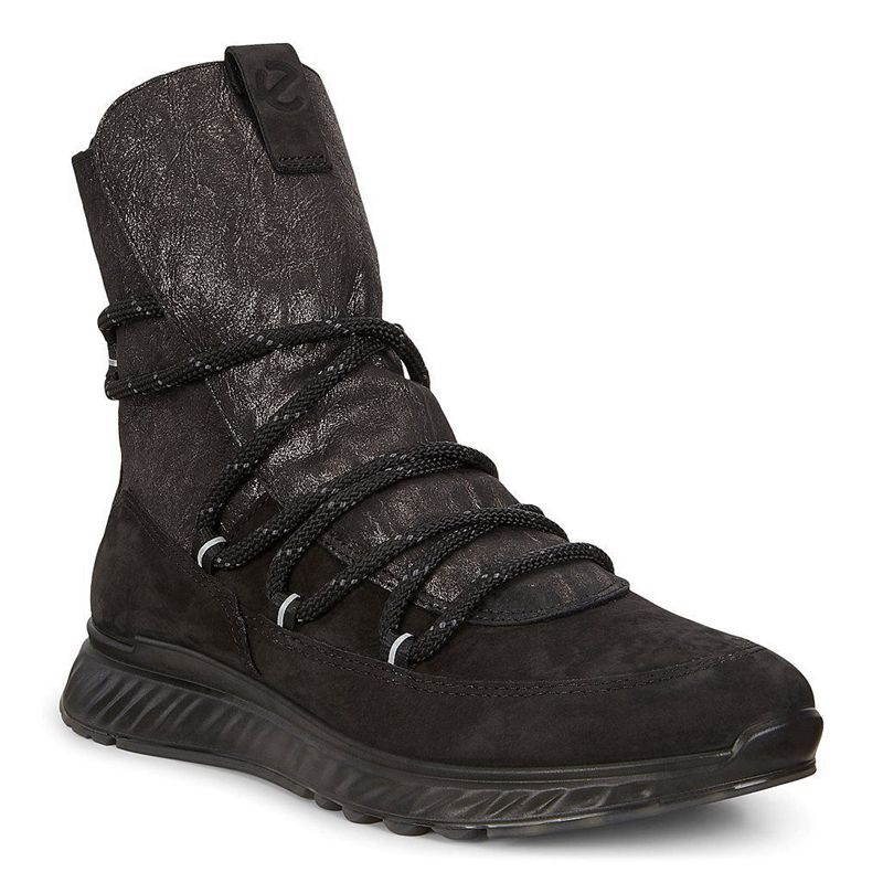 Women Boots Ecco St.1 W - Sneaker Boots Black - India RQIDUH318